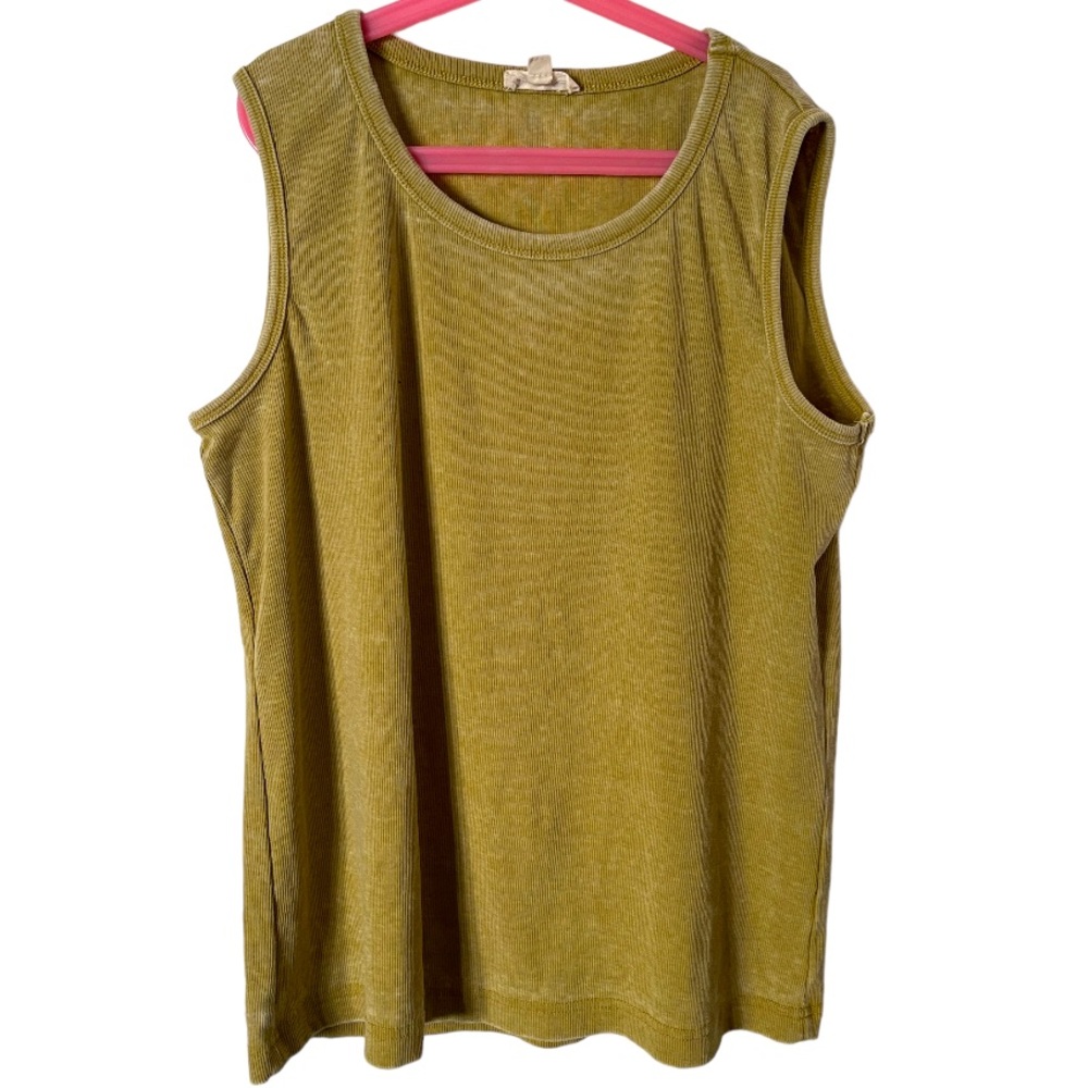 Jane & Delancey Ribbed‎ Mustard Green Tank Top M